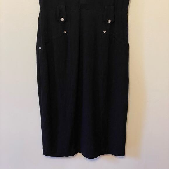 Cache 8 black leopard animal print midi dress fitted pencil short sleeve gaudy - Picture 3 of 7